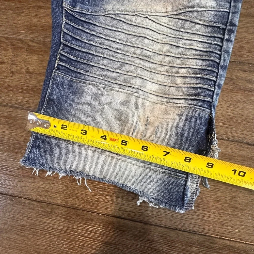 Southpole Denim Biker Streetwear Shorts Mens Size 38 Blue‎ Distressed Cut Off